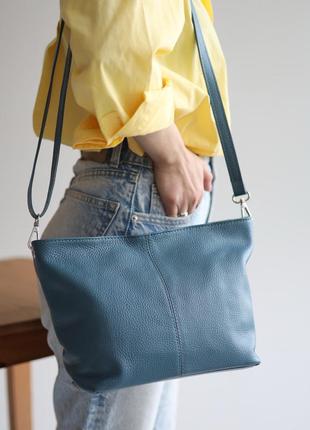 Женская сумка мешок натуральная кожа синий арт.05-54-25 viva v...