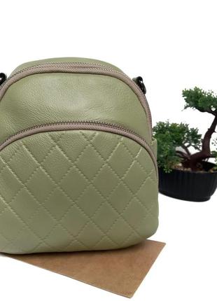 Рюкзак сумка кожаная зелёный арт.636 green ennio perucci італія