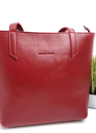 Женская сумка-шоппер натуральная кожа красный арт.7726/6001 "g...
