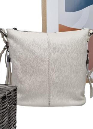 Женская сумка мешок натуральная кожа молочный арт.08-06-11 viv...