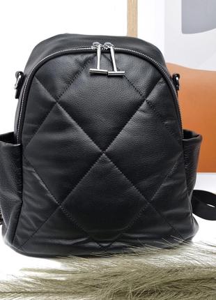 Модный женский рюкзак натуральная кожа черный арт.891700 black...