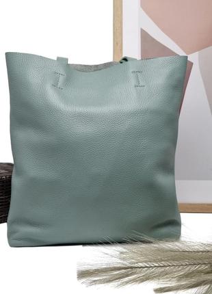 Женская сумка-шоппер натуральная кожа мятный арт.07-97-23 viva...
