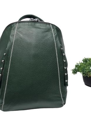 Кожаный зелёный рюкзак женский арт.77241 green vivaverba украї...
