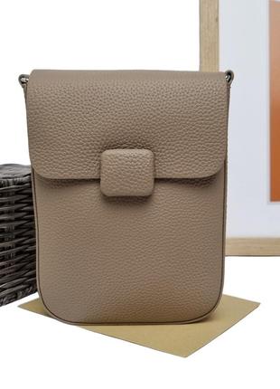 Женская мини сумка натуральная кожа бежевый арт.813 beige viva...