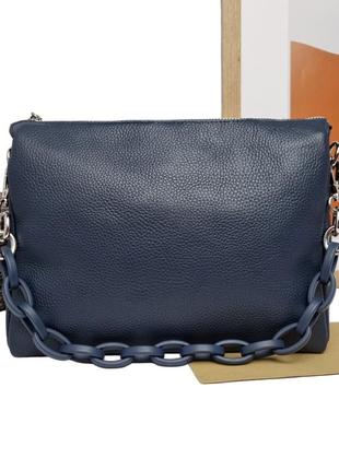 Женская сумка через плечо клатч натуральная кожа синий арт.851...