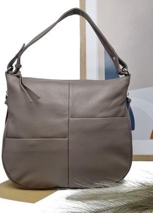 Модная женская сумка мешок натуральная кожа серіый арт.8352 gr...