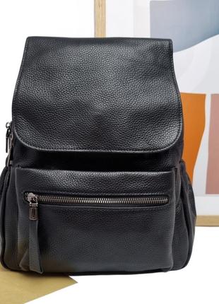 Модный женский рюкзак натуральная кожа черный арт.6-716 black ...