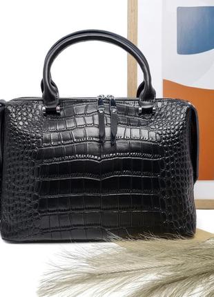 Женская модная сумка натуральная кожа черный арт.8542-3 black ...