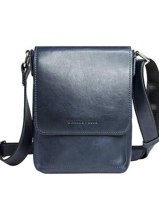 Наплечная сумка натуральная кожа синий арт.7516/70 "gp" італія...