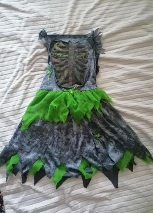 Костюм платье девочка скелет ведьма голограмма светящееся 7-8 лет