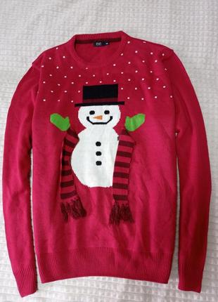 Новогодний зимний свитер снеговик f&f xxl