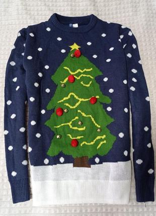Новогодний зимний свитер елка с елкой s