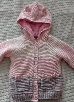 Детская вязаная меховая кофта  свитер толстовка  lupilu 1-2 го...