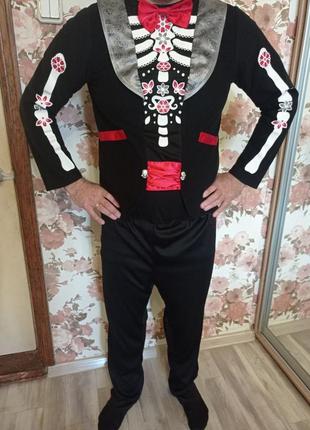 Карнавальный костюм скелет , вампир, дракула фрак . м , до 180 см