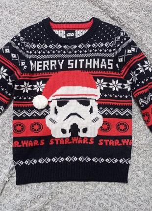 Оригинал новогодний свитер star wars 7-8 лет