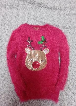 Новогодний свитер с оленем , олень 5-6 лет