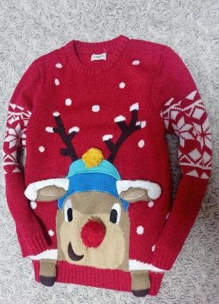 Новогодний свитер с оленем олень 4-5 лет