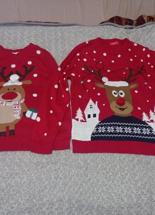 Новогодний свитер family look с оленями, олень. s, xl