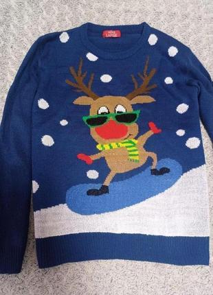 Новогодний свитер с оленем олень l