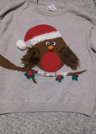 Новорічний светр пташка xxl