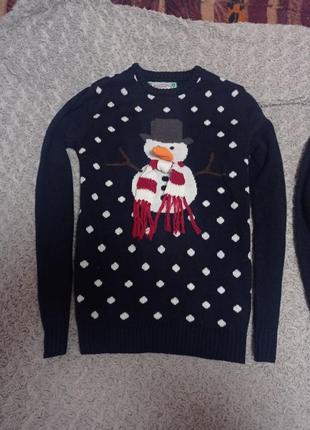 Новогодний свитер со снеговиком, снеговик xs