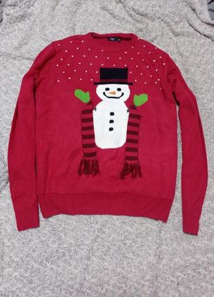 Новогодний свитер со снеговиком снеговик xxl
