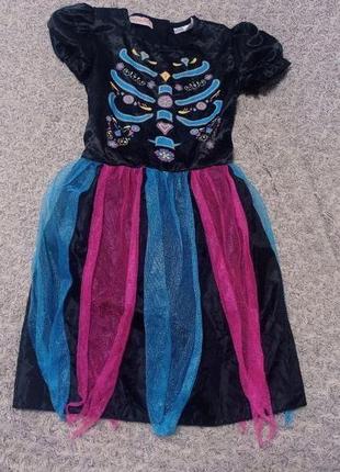Карнавальный костюм девочка скелет 9-10 лет