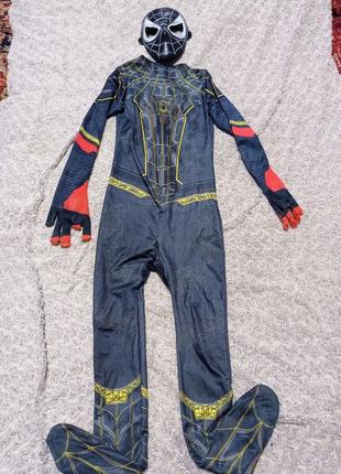Карнавальный костюм черный человек паук 10-11 лет