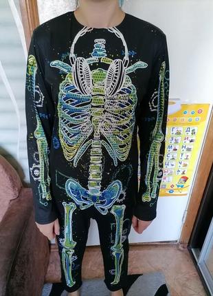 Карнавальный костюм скелет,светящийся 13-14 лет