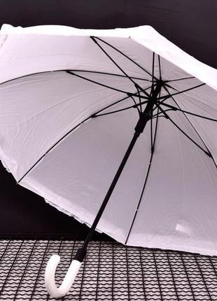 ⛔ зонт трость білосніжний з рюшами дефект