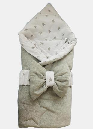 Одеяло-конверт для новорожденных с резинкой из хлопкового велю...