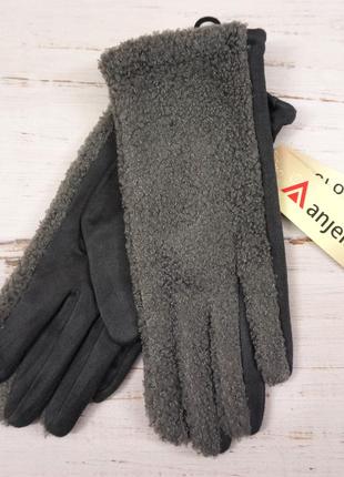 Утеплені рукавички тедді баранчик, баранець, пухнасті перчатки