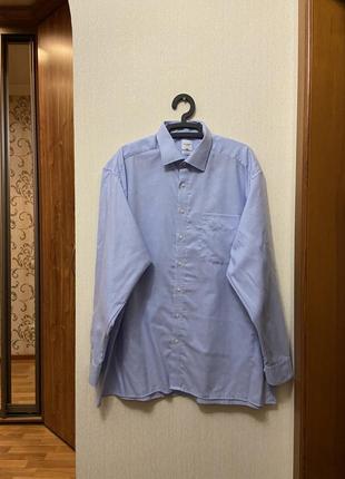 Блакитна чоловіча сорочка olymp luxor comfort fit розмір 54-56-58