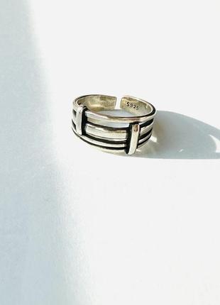 Кольцо серебро 925 проба посеребрение геометрическое кольцо