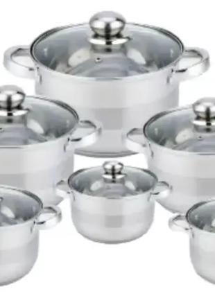 Набор посуды из нержавеющей стали на 12 предметов Banson BN-296