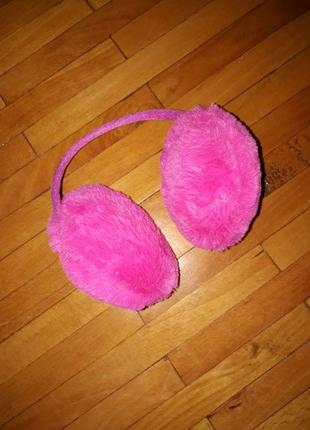 Шапка-навушники розові дитячі, обруч