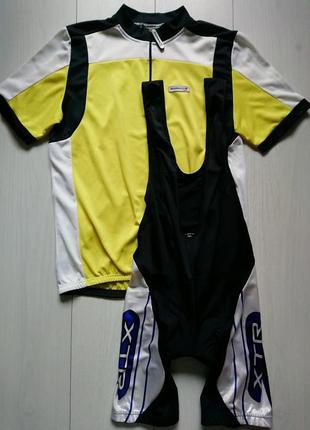 Велокостюм shimano велофутболка и велошорты на лямках