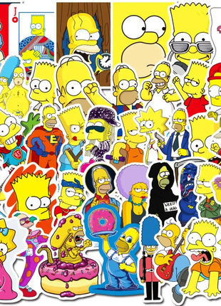 Наклейки стикеры Симпсоны Simpson 50 шт на телефон, ноутбук