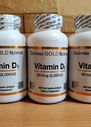 California Gold Nutrition, витамин D3, 50 мкг (2000 МЕ), 360 капс