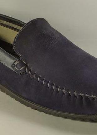 Кожаные туфли мокасины мужские синие