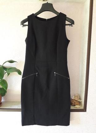 Женское черное нарядное трикотажное офисное платье демисезон о...