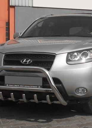 Кенгурятник WT003 (нерж.) для Hyundai Santa Fe 2 2006-2012 гг