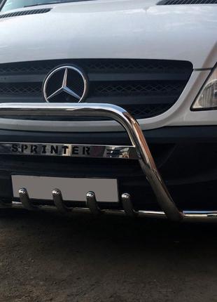 Кенгурятник с усами WT003-Plus (нерж.) для Mercedes Sprinter 2...