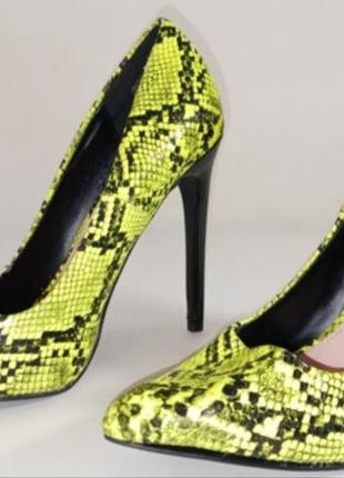 Женские туфли лодочки в змеиный принт