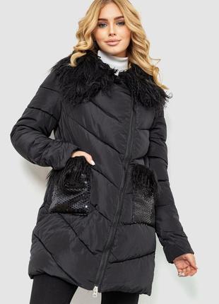 Куртка женская однотонная, цвет черный, размер L, 235R5068