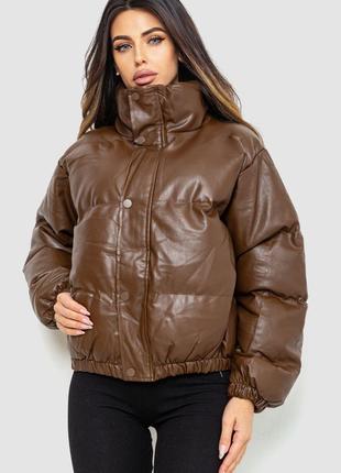 Куртка женская из эко-кожи на синтепоне 129R075, цвет Коричнев...