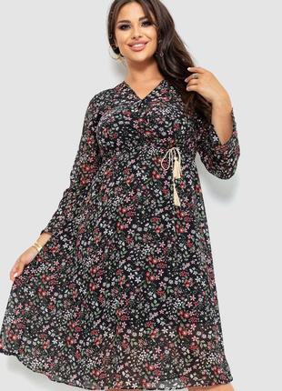 Платье шифоновое, цвет черно-розовый, размер L-XL, 204R1876-1