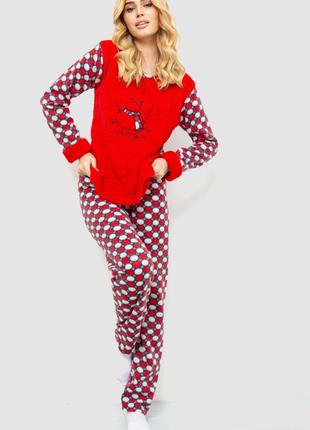 Пижама женская махра, цвет красный, размер L, 214R0162