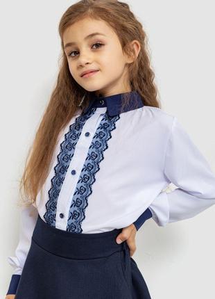 Блуза для девочек нарядная, цвет бело-синий, размер 122, 172R2...