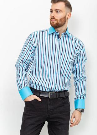 Рубашка мужская в полоску, цвет бело-голубой, размер M, 9022-2